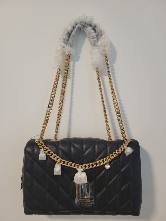 Karl Lagerfeld Handbags - Black Quilted Karl Lagerfeld Paris Chain Shoulder Bag with Gold Hardware